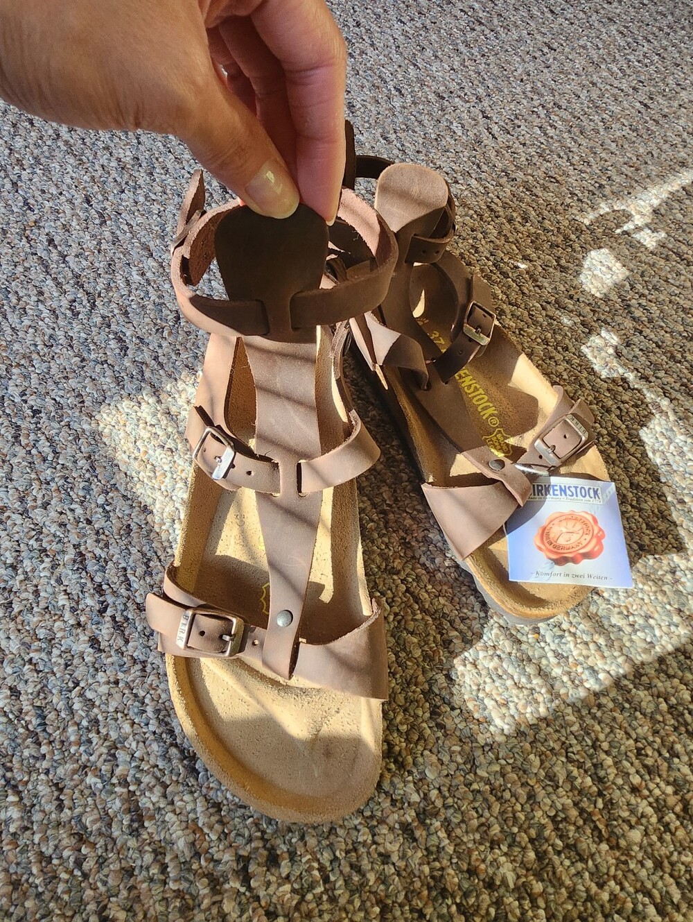 Birkenstock Women's Nude Pink Leather Gladiator Sandals 37